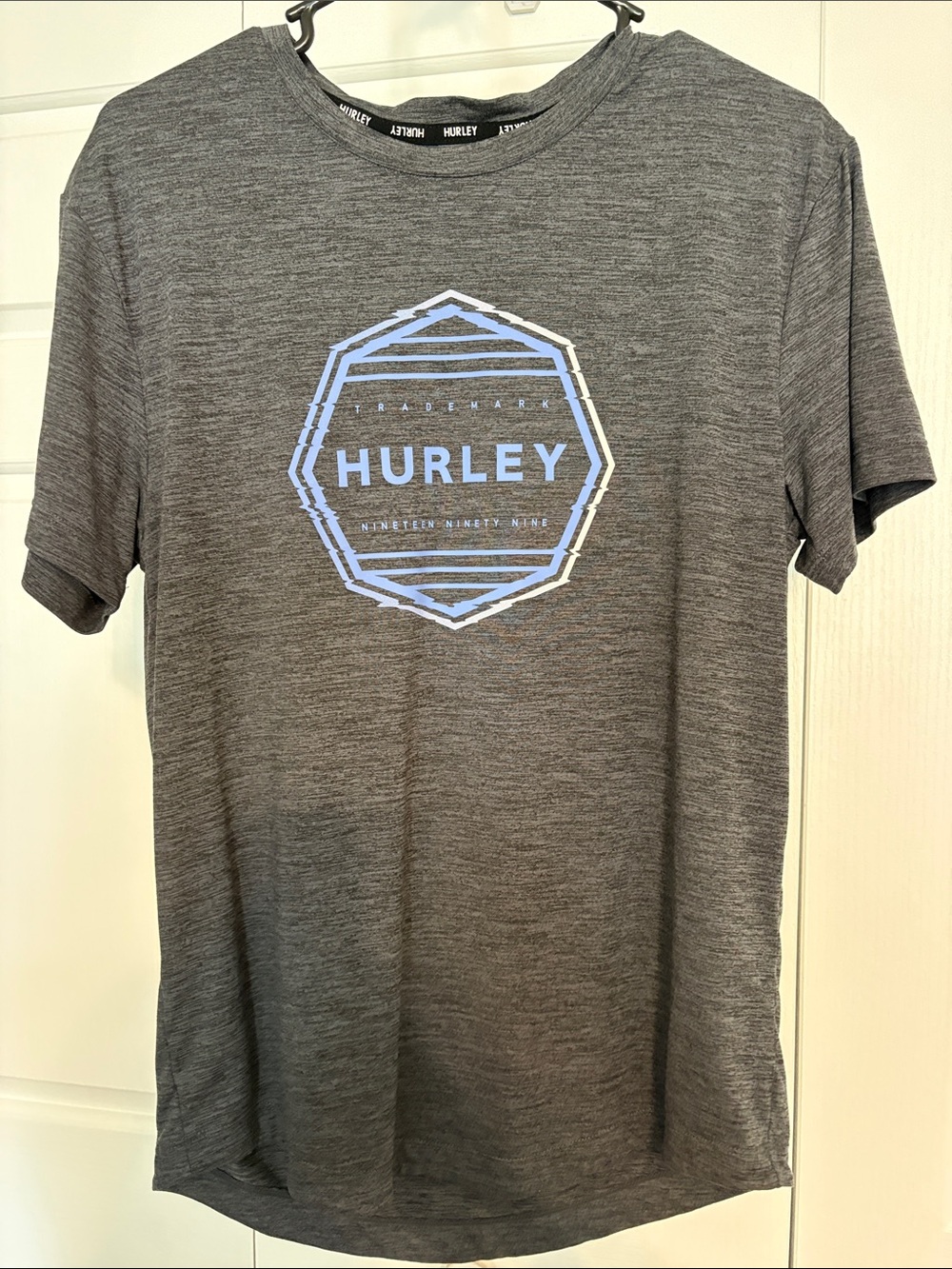 Hurley Gray Short-Sleeve Logo Tee with Light Blue Emblem- Two T-shirts